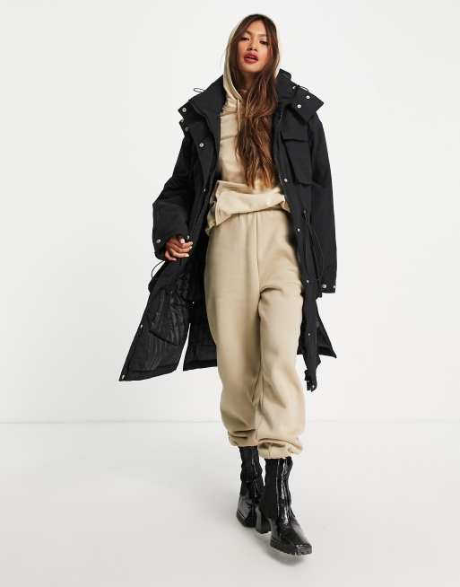 ASOS EDITION - Sort utility-parka med lommedetalje