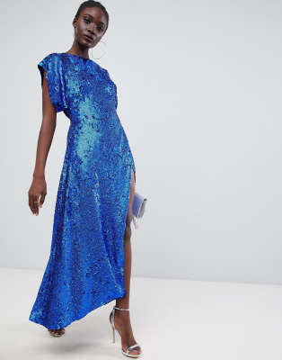 blue sequin dress asos