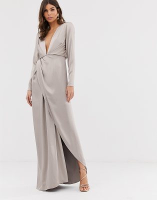 plunge maxi dress with split