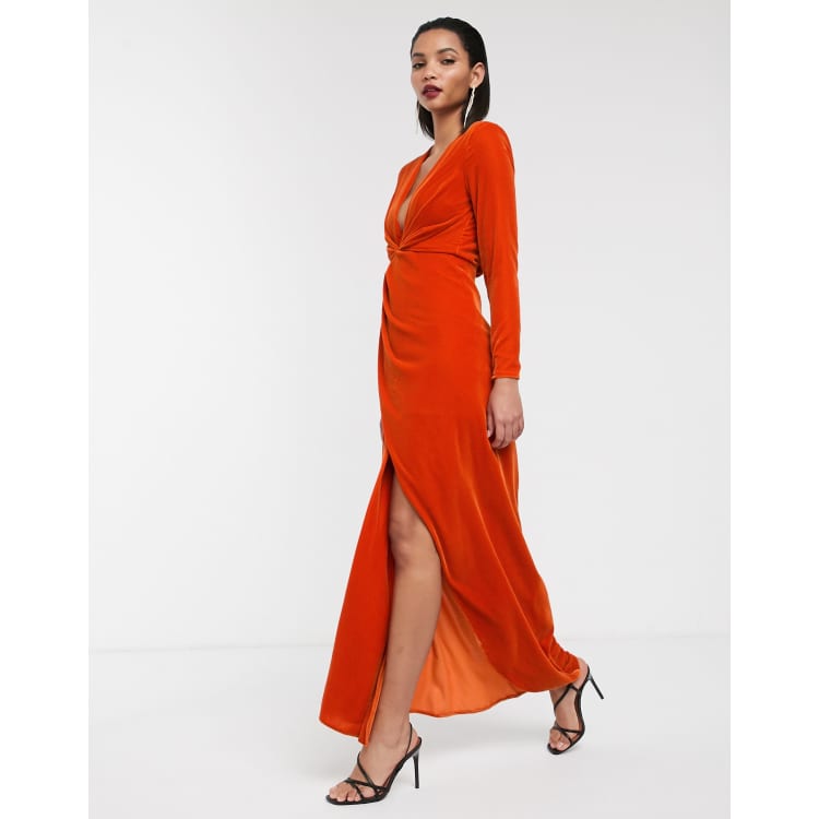 Asos edition split side hot sale plunge maxi in satin