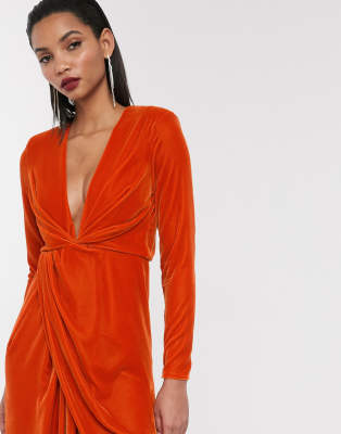 asos edition split side plunge maxi in satin