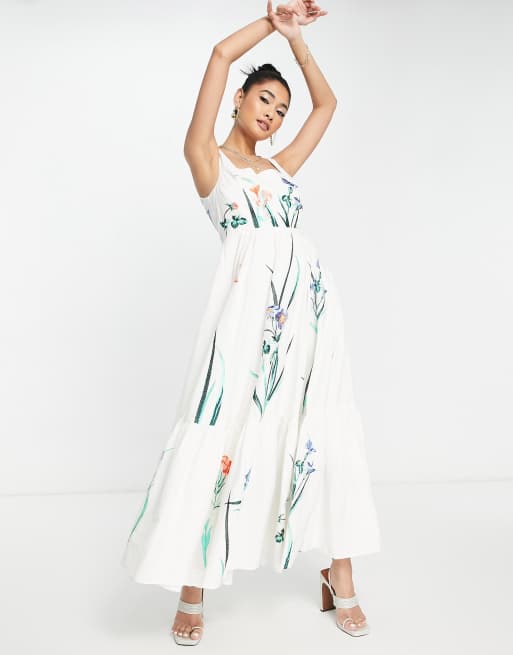 asos edition floral maxi dress ASOS EDITION garden floral embroidered maxi dress in pink