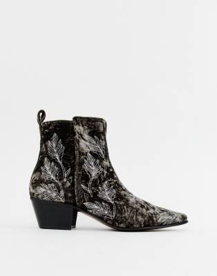 gray velvet boots