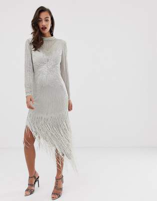 midi dress with fringe