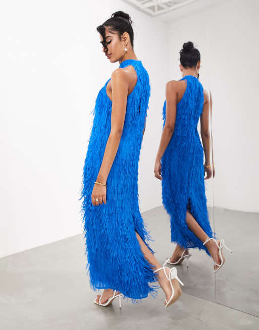 Royal blue deals fringe dress