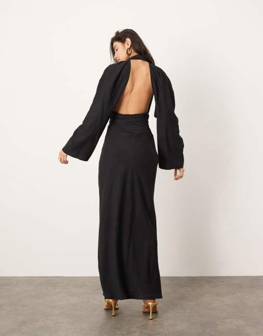 black silk long dress Tallulah Silk Charmeuse Gown in Black 2 main image 0