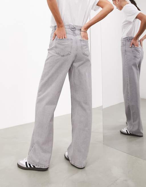 ASOS EDITION straight leg denim jeans in light gray