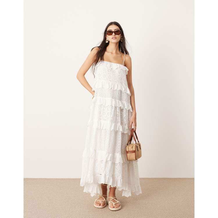 Asos edition broderie dress with maxi skirt overlay hotsell