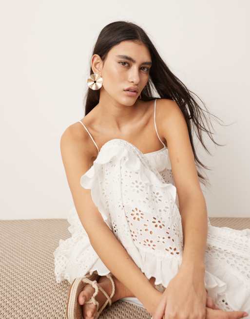 Asos broderie maxi dress online