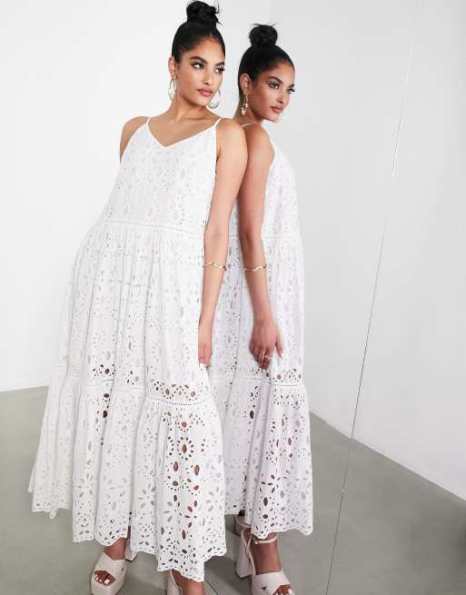 White Lace Eyelet Maxi Dress  Maxi Dresses – Saved by the Dress