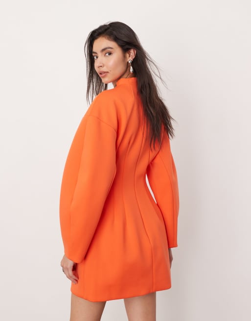 open lace back dress Orange Poplin Tiered Midi Dress – Aquarius Brand main image 0