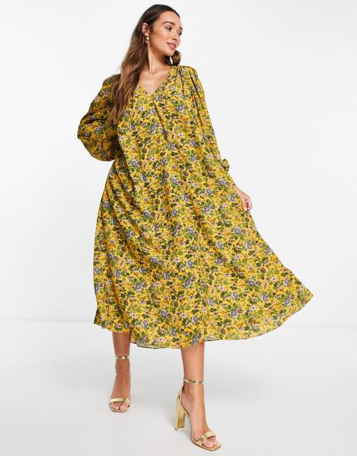 ASOS EDITION – Sukienka midi o trapezowym kroju, w kwiatowy wzór