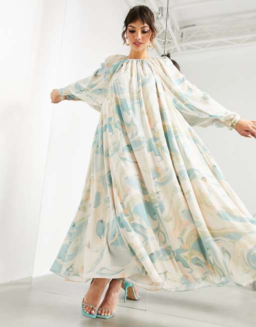 ASOS EDITION – Sukienka midi w marmurowy wzór