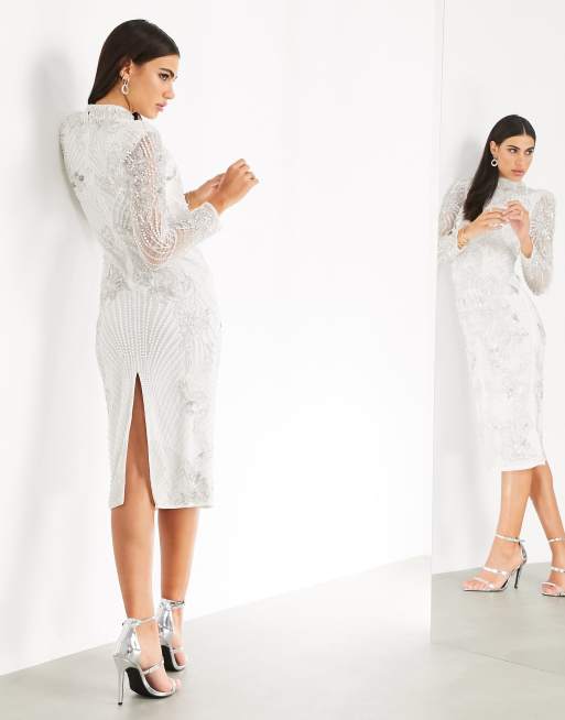 ASOS EDITION – Sukienka midi z perełkami