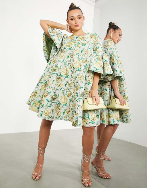 ASOS EDITION – Sukienka trapezowa mini z żakardowym wzorem kwiatowym