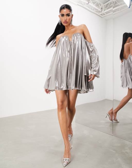 Metallic silver hotsell mini dress