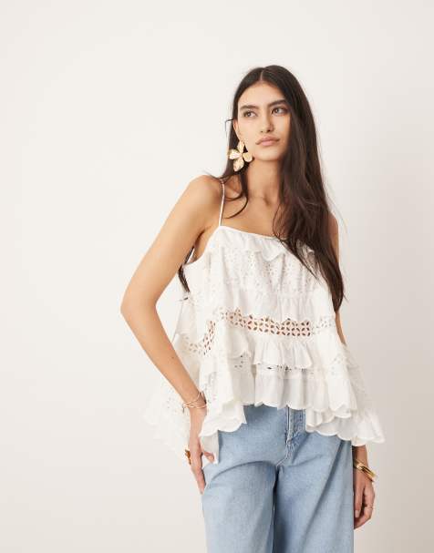 Lucano Lace Cami Top White