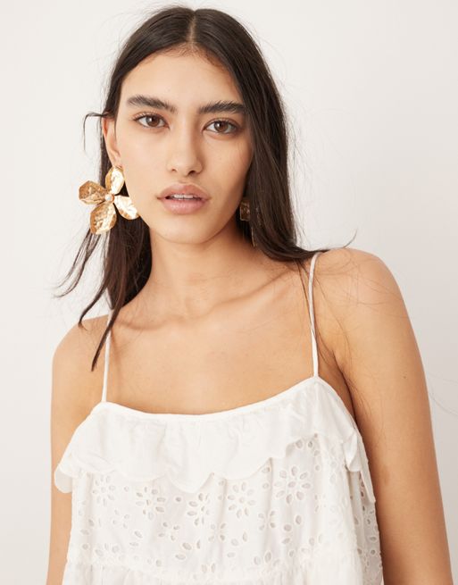 ASOS EDITION super full broderie cami top in white | ASOS