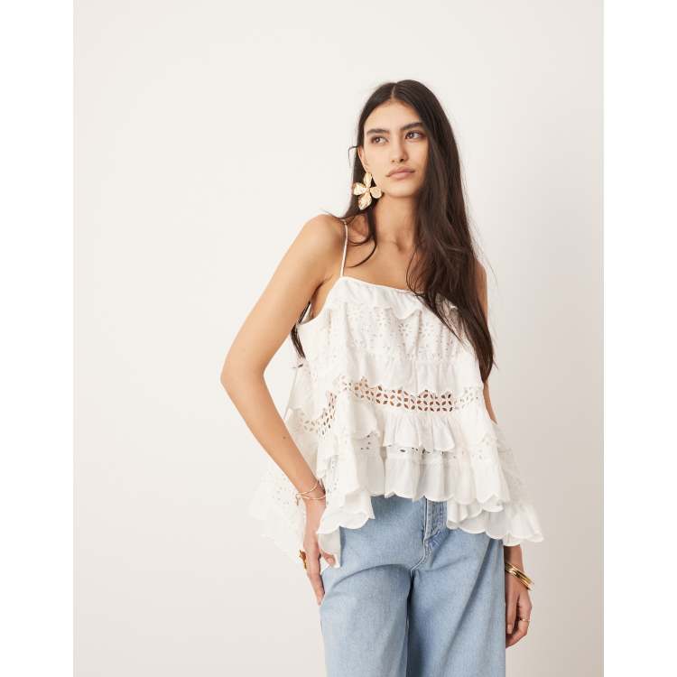 eyelet cami top white, Grade & Gather, Sunday Supply Co.