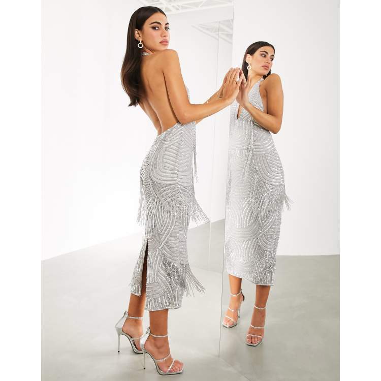 Plunge fringe dress best sale