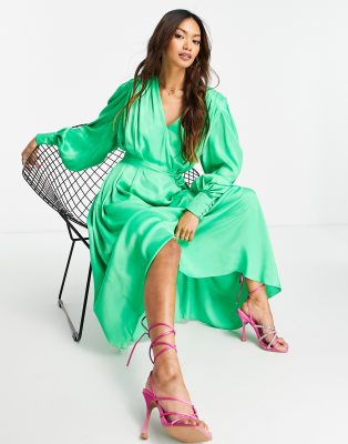 green trapeze dress