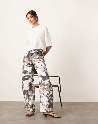 Shop ASOS EDITION Sydney denim barrel leg high waist jean in animal Online – Trendy & Affordable Fashion