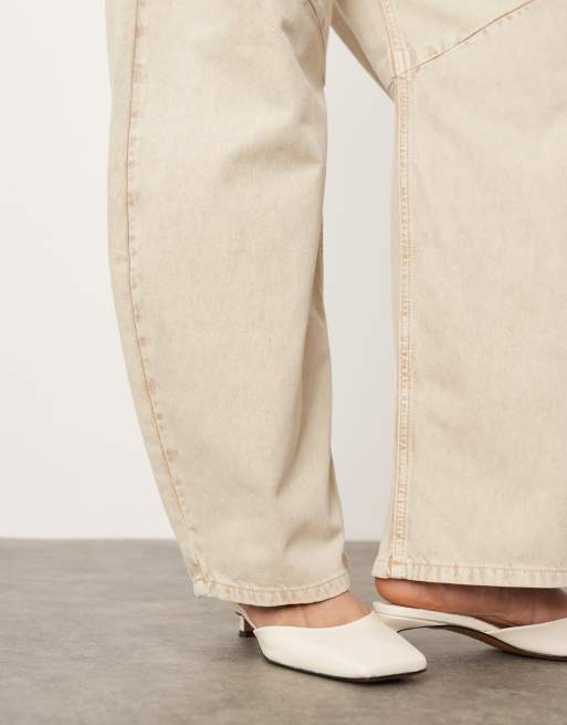 ASOS EDITION Sydney denim barrel leg high waist jean in washed ecru, 5 of 5