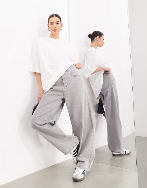 ASOS EDITION Sydney denim barrel leg high waist jeans in gray