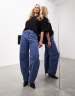 ASOS EDITION Sydney denim barrel leg high waist jean in indigo blue