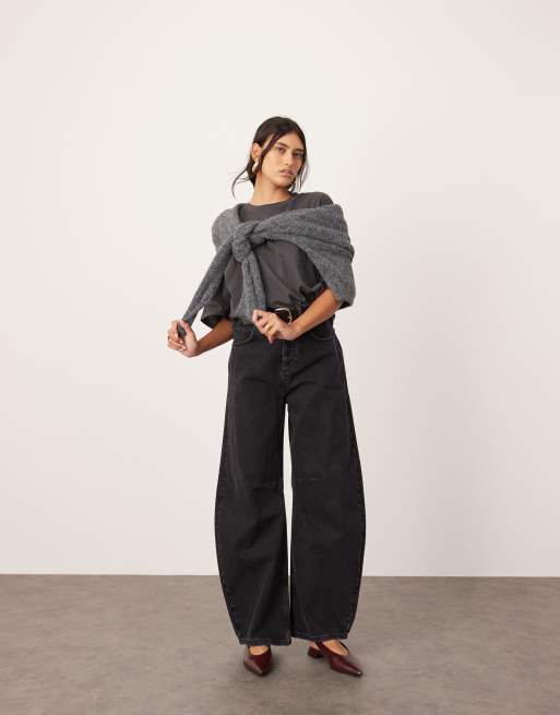 ASOS EDITION – Sydney – Denim-Jeans in verwaschenem Schwarz mit abgerundetem Beinschnitt
