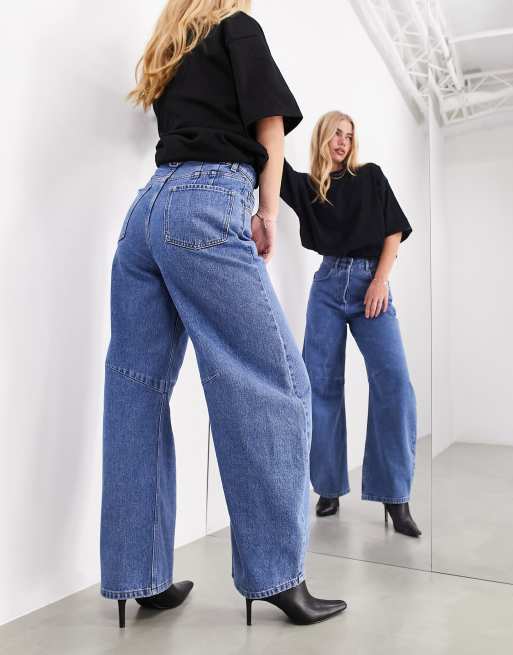 ASOS EDITION - Sydney - Højtaljede blå barrel-jeans , 2 af 5