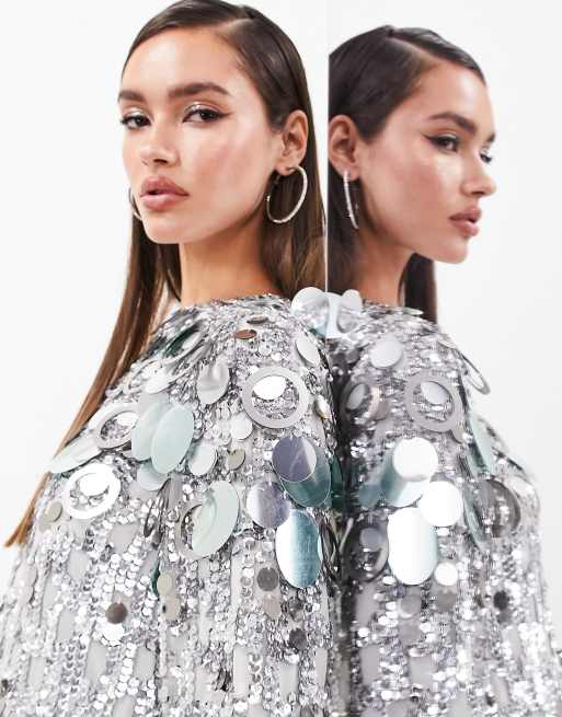 ASOS Edition – Szara cekinowa sukienka mini o luźnym kroju, 2 z 4