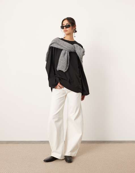 ASOS EDITION - T-shirt à manches longues oversize en coton de qualité supérieure - Noir - view 1