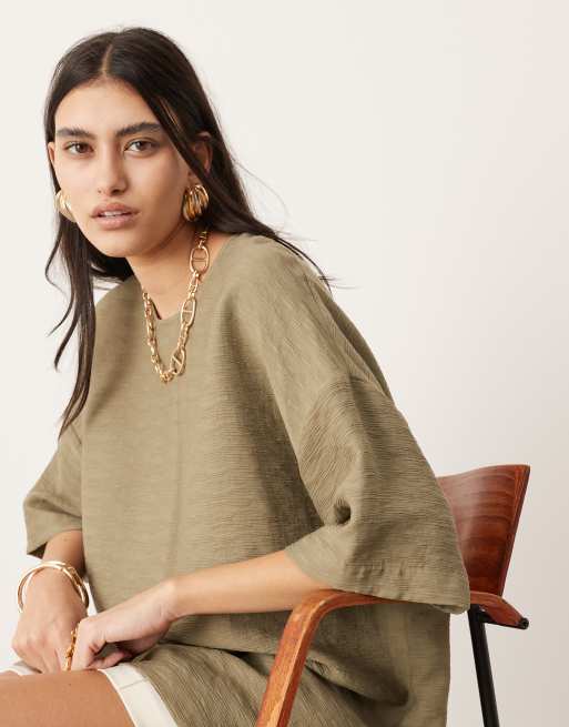 ASOS EDITION - T-shirt testurizzata verde squadrata, 4 di 4