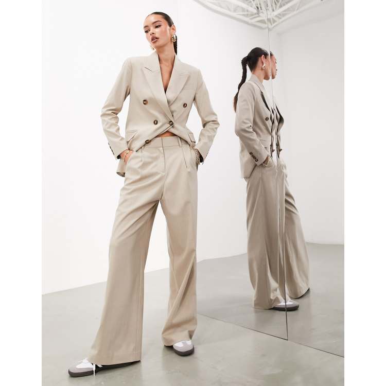 ASOS EDITION tailored relaxed wide leg pants in taupe