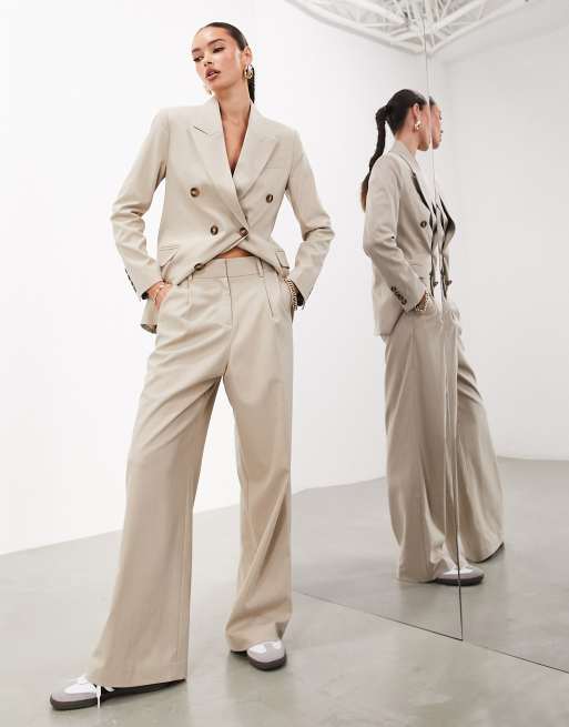 Petite Tailored Double Pleat Wide Leg Pants