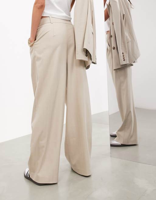 ASOS EDITION tailored relaxed wide leg pants in taupe | ASOS