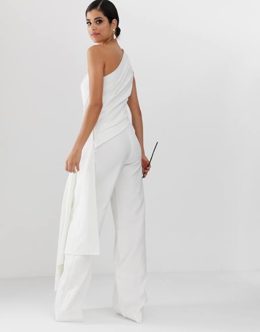 ASOS EDITION Tall Combinaison asym trique de mariage drap e sur le c t