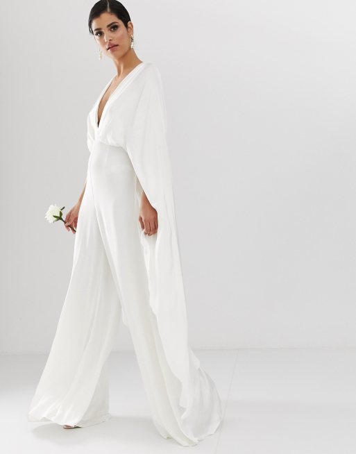 ASOS EDITION Tall Combinaison de mariage en satin avec mancherons