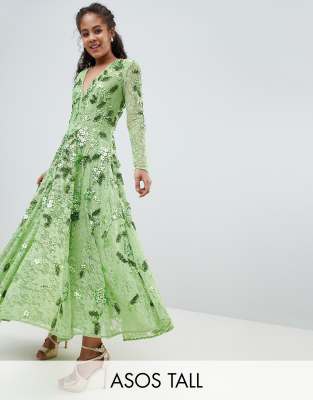 asos green midi dress