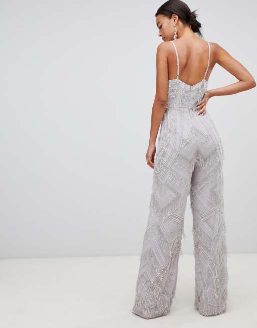 ASOS EDITION Tall – Mit Fransen und Perlen verzierter Jumpsuit mit weitem Bein, 2 von 4