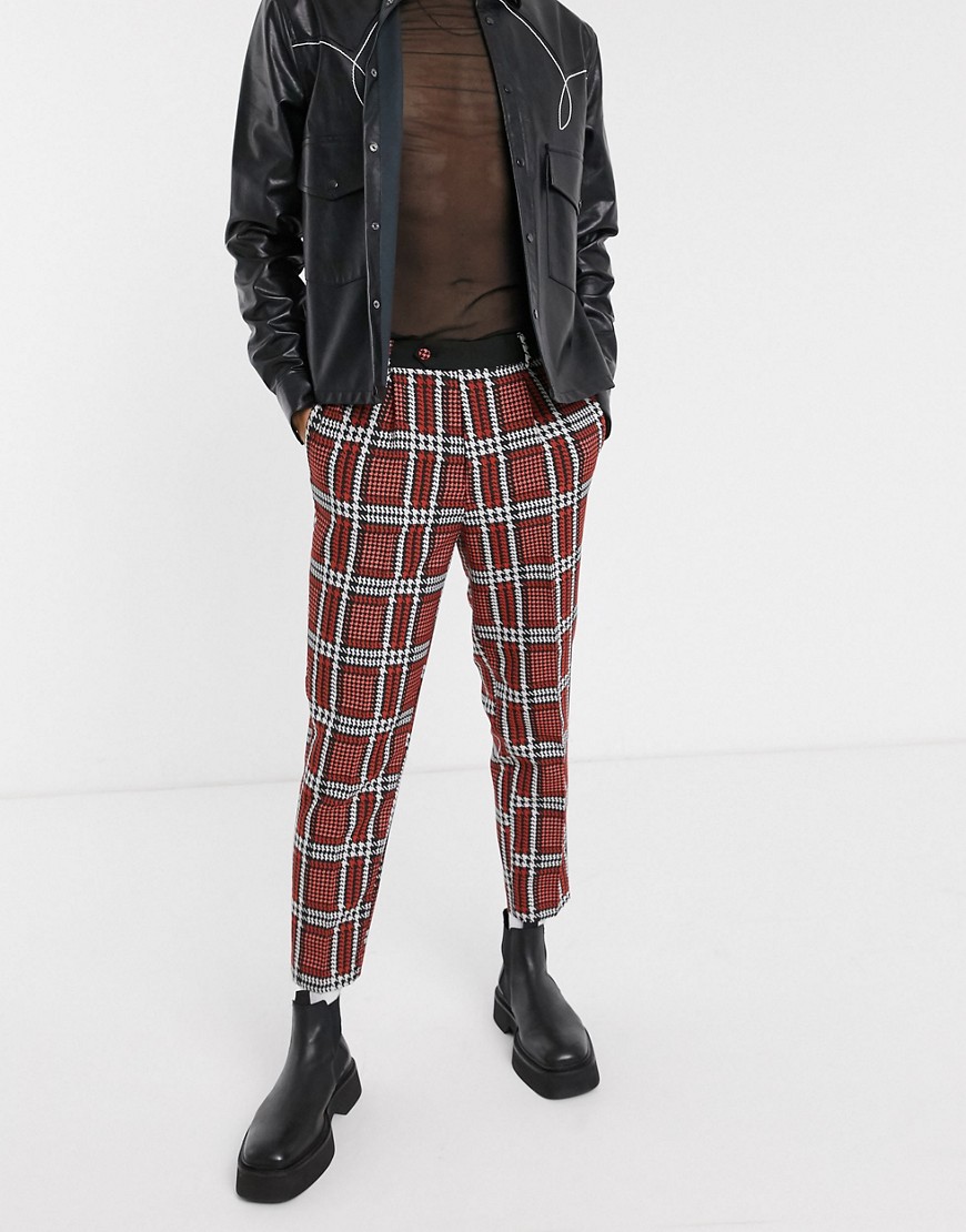 ASOS EDITION tapered suit trousers with check jacquard