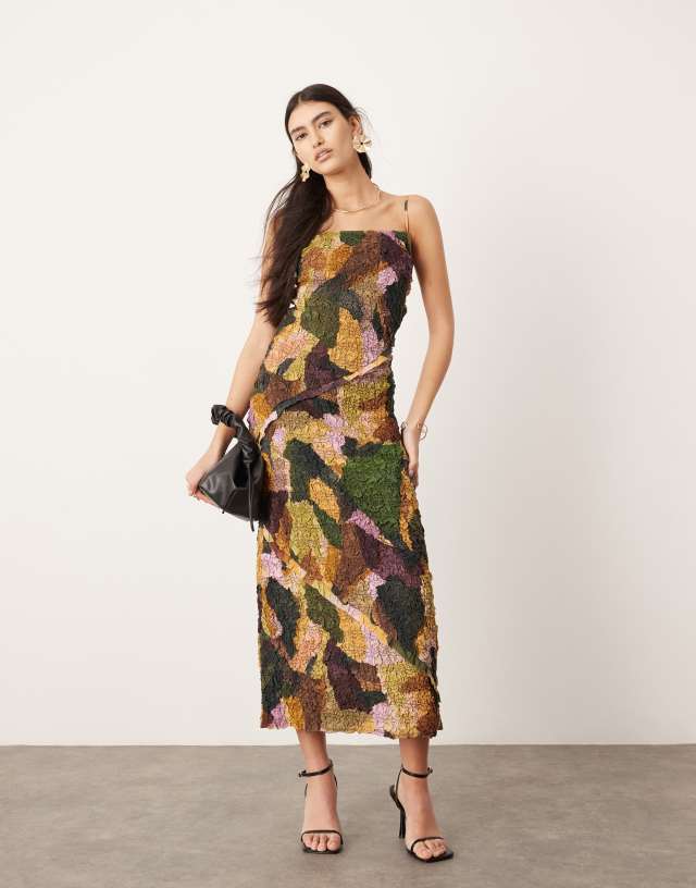 ASOS EDITION - textured cami midi dress in contrast print