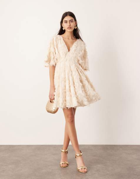 ASOS EDITION textured cinched pleat waist mini dress - view 1