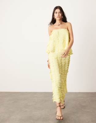 textured circle maxi skirt in lemon - part of a set-Yellow