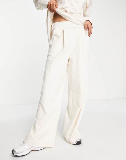 Textured Jersey Wide Leg Trousers