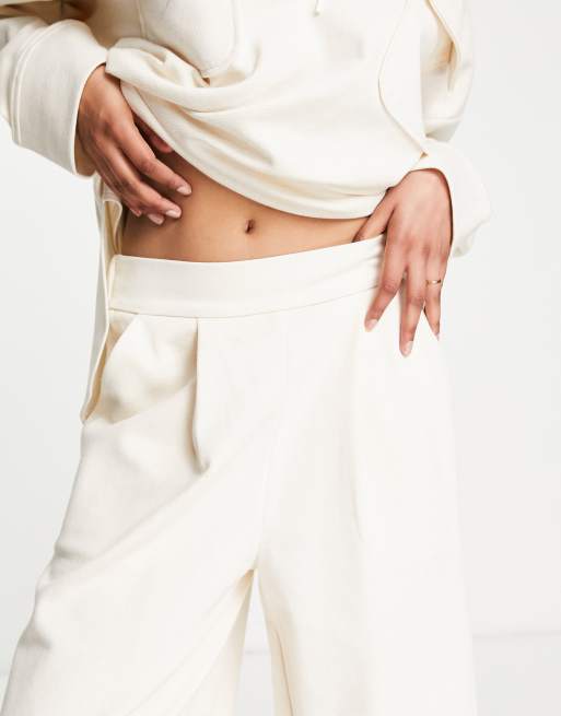 ASOS EDITION textured linen mix wide leg pants in stone