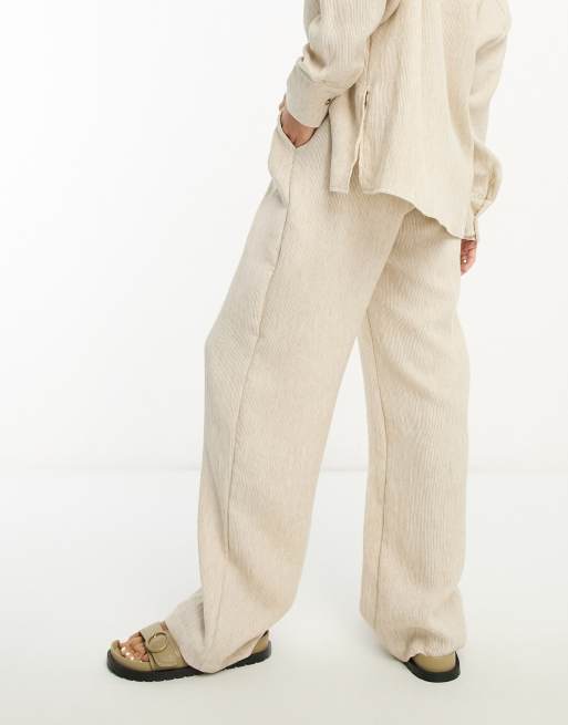 Selected Femme linen-touch drawstring casual pants in sand