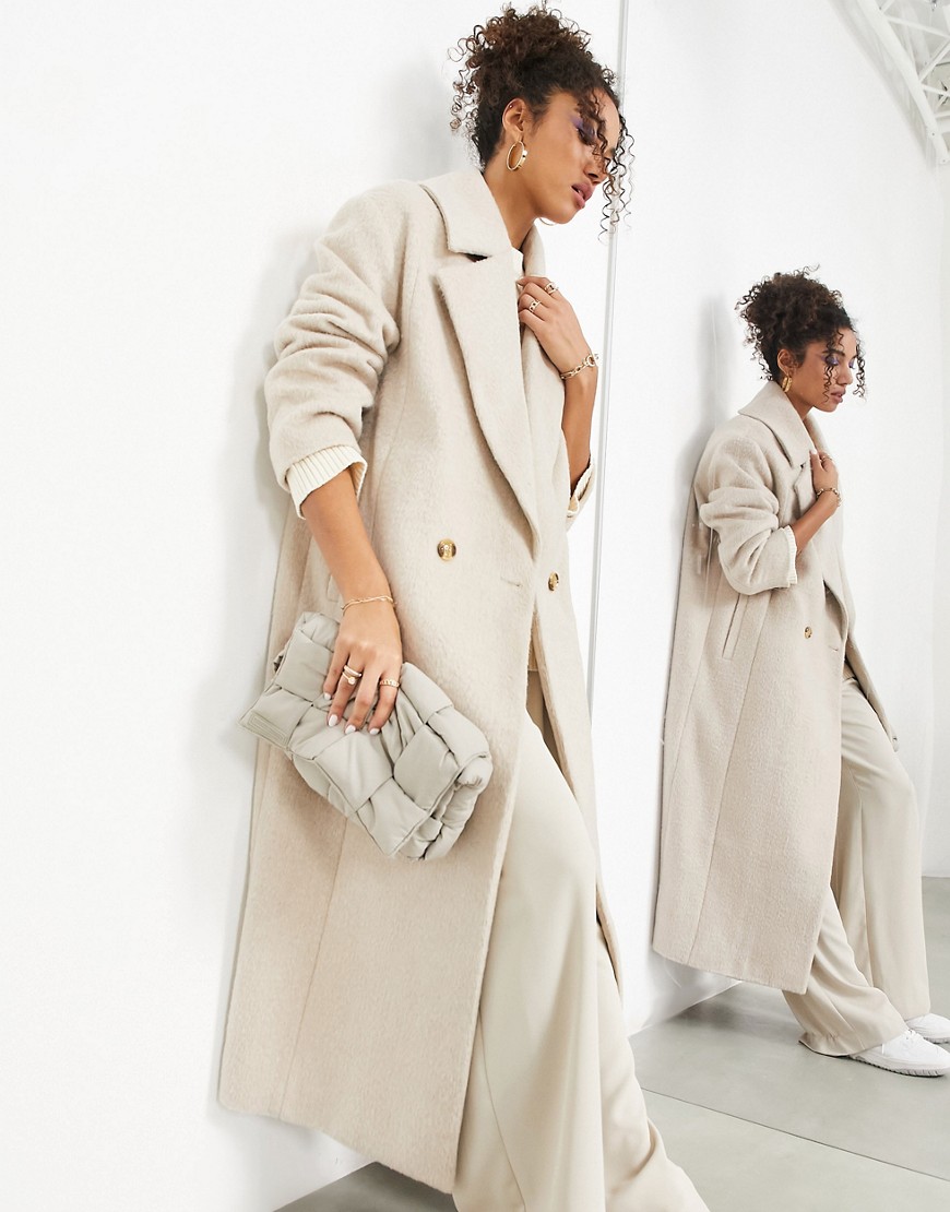 ASOS EDITION textured oversized coat in stone-Neutral