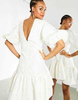 asos white wrap textured smock dress